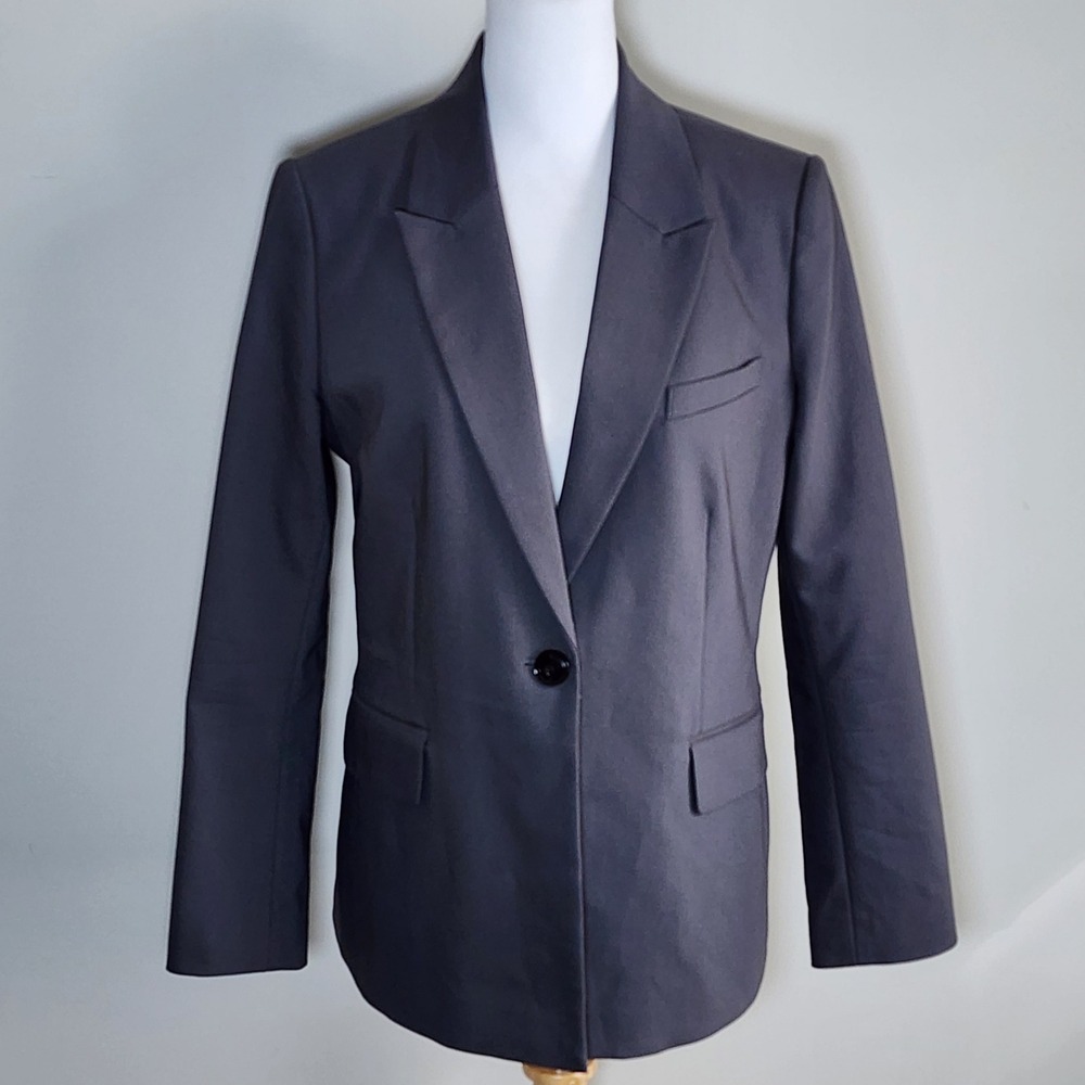 Contemporaine Blazer Womens 10 Gray Lined Professional Career Office Corporate